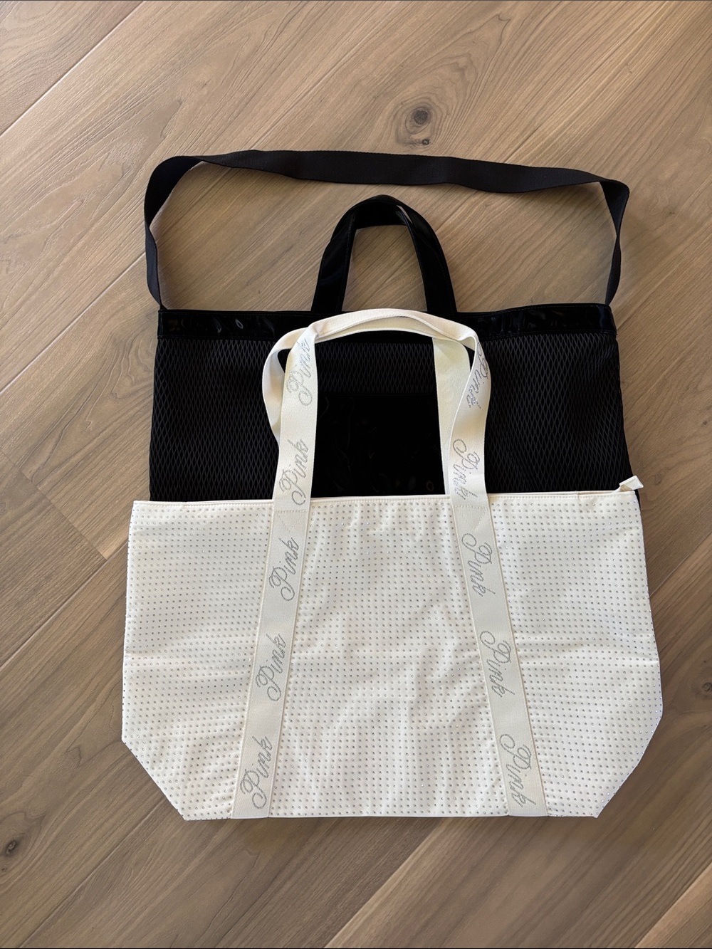 PINK Victoria's Secret Black and White Dual-Layer Tote